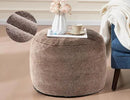 Round Pouf Ottoman 20"x15" Bean Bag Ottoman Soft Top Comfortable Small Foot Stool Foot Rest Pouf Brown Tall Footstool Ottomans Round Hassock Fluffy Boho Furniture Small Ottomans for Living Room by CozyNest Decor
