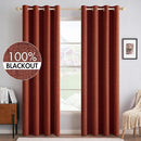 MIULEE Linen Curtains 100% Blackout for Bedroom Thermal Insulated Burnt Orange Grommet Room Darkening Curtains & Drapes Rust Terracotta Fall Decor for Living Room Nursery 52 x 72 Inch (2 Panels) by TinyTreasures Baby Boutique