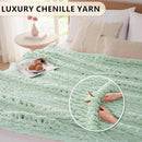 L'AGRATY Chunky Knit Blanket Throw: 60''x80'' Chenille Chunky Knitted Throw Blanket for Bed Couch - Handmade Thick Big Cable Knit Blanket - Large Crochet Rope Blanket for Home Decor(Milky Green) by CozyNest Decor