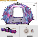 Portable Hexagon Kids Play Tent with LED Strip Lights Indoor Children Play House Easy Set-up Space Large Dream Tent for Night 4-5 Person & Birthday Gifts by TinyTreasures Baby Boutique