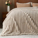 NEWCOSPLAY Faux Fur Throw Blanket Linen 3D Ribbed Plush Thick Warm Blanket for Couch Sofa Bed 850GSM (Linen Ribbed, Throw(50"x60")) by CozyNest Decor