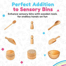 Wooden Tool Set for Sensory Bin (10 Piece), Child-Sized Montessori Sensory Toys for Developing Fine Motor Skills, Smooth Wooden Toys, Bin Scoops and Tools by TinyTreasures Baby Boutique