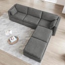 CHITA Oversized Modular Cloud Sectional Fabric Sofa Set, FSC Certified U Shaped Couch Reversible Chaise Modular Sectional Couch, 112 inch Width,5 Seat Modular Sofa Includes 2 Storage Ottomans, Grey by CozyNest Decor
