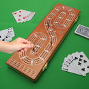 Cribbage Board Game Set 3 Tracks, Plusvivo Solid Oak Wood Cribbage Boards Unique with 9 Metal Pegs & 2 Storage Area, 15.5 X 4.9 X 1.2 in Travel Portable Cribbage Game Sets for Family by TinyTreasures Baby Boutique