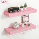 BAMEOS Pink Floating Shelves for Wall, 16" x 6" Wall Shelves for Room, Floating Book Shelves, Hanging Shelves for Bedroom, Bedroom, Living Room, Kitchen (Set of 2) by CozyNest Decor