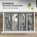 Kitchen Drawer Organizer Bins, Stackable Bamboo Drawer Organizer for Silverware, 2 Pcs Toilet Paper Basket Holder, Wood Bathroom Tray Countertop, Toilet Tank Tray Silver 15" x 6" x 2.5" by CozyNest Decor