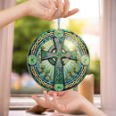 St Patricks Day Decorations - Irish Gifts for Men Women Friends Family, St Patricks Day Accessories, Celtic Cross Home Decor - Double Layered Hanging Suncatcher 8 in by GreenHaven Gardens