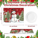 Winter Christmas Placemats Set of 6 Red Blue Snowman Plastic Table Mats Christmas Tree Birds Place Mats Washable Vinyl Seasonal Winter Table Decoration for Indoor Outdoor Party Kitchen Dining by CozyNest Decor
