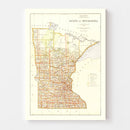 Vintage Map of Minnesota 1876