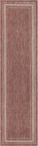 Unique Loom Outdoor Border Collection Area Rug - Soft Border (2' 7" x 10' Runner, Rust Red/ Ivory) by GreenHaven Gardens