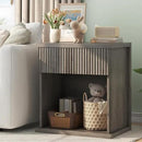 Fluted Nightstand, 22.8" Wide Nightstands with Drawer Storage Large Wood BedsideTable Night Stand for Bedroom, Grey Oak by CozyNest Decor