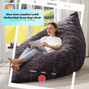 Hobestluk 3 in 1 Bean Bag Chair Giant Bean Bag Chairs for Adults with Plaid Cover Convertible Bean Bag Floor Cushion with Machine Washable Cover for Living Room (Plaid Dark Grey) by CozyNest Decor