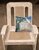 Clock Tower Decorative Throw Pillow 14x14 Indoor Outdoor Accent Cushion, Fabric Cover with Insert for Sofa, Bed, Porch & Living Room