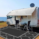 GENIMO 10 ' x 14 ' Outdoor Rug Waterproof for Patio Decor, Foldable Reversible Plastic Straw Area Rugs Mat for Camper, Outside Carpet for Rv, Deck, Porch, Picnic, Beach, Balcony, Black & Grey by CozyNest Decor