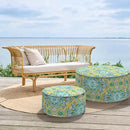 Inflatable Ottoman Stool D31 xH14 for Outdoor/Indoor Use, Water Repellent Patio Foot Rest Stool with Portable Handle,Round Pouf Ottoman Suitable for Garden,Deck and Camping - Damask Green by CozyNest Decor