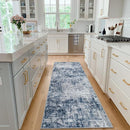 Runner Rug for Hallways Kitchen 2'6"x8' Washable, Non Slip Carpet 8ft Area Rugs Entryway Rubber Backed 8 Feet Neutral Abstract Modern Low Pile Indoor Blue Grey by TinyTreasures Baby Boutique