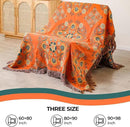 Fall Throw Blanket for Couch Bed Chair,100% Cotton Soft Lightweight Blanket Rustic Quilt -Orange Floral Printed Farmhouse Decor Bed All Season Blankets,60"×80" by CozyNest Decor