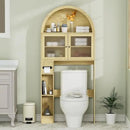 Over The Toilet Storage Cabinet, 31''W Arched Space-Saving Bathroom Organizer with Adjustable Shelf and Acrylic Doors, Freestanding Over Toilet Cabinet for Bathroom, Laundry, Restroom (Oak Wood) by CozyNest Decor