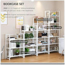 4NM No Assembly Foldable Bookshelf, 6-Shelf Collapsible Bookcase Storage for Small Spaces, 74" H, All White by CozyNest Decor