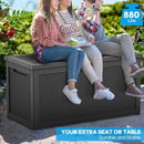 320 Gallon Outdoor Storage Box Waterproof Lockable Resin Deck Box Large, Patio Storage Bin for Pool Accessories Cushion Furniture, Garden Tools, UV-Resistant Outside Delivery Black