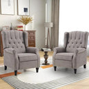 CANMOV Push Back Recliner Chair Set of 2, Modern Fabric Wingback Recliner Chair, Comfy Armchair Single Sofa Accent Chair with Padded Seat and Nailhead Trim, Tufted, Grey by CozyNest Decor