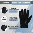 HLDD HANDLANDY Leather Work Gloves for Men & Women, Adjustable Wrist Cowhide Gardening Glove with Reinforced Palm for Driver