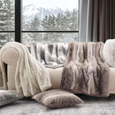 Ultra Soft Luxury Fluffy Mink Faux Fur Throw Blanket, Thick Warm Fall Winter Blankets for Bed, Couch, Cozy Plush Reversible Blanket for Chair, Sofa (Ombré Hazel Brown, 50"x60") by CozyNest Decor