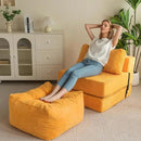 HIGOGOGO Square Stuffed Pouf Ottoman, Corduroy Poufs with Foam Chunk Filling, Furry and Fluffy Pouf Foot Stool Storage Ottoman, 25.6 X 25.6 Floor Poufs Foot Rest for Living Room, Orange by CozyNest Decor