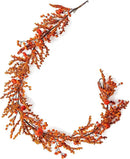 MISSPIN 6FT Pumpkin Berry Garland, Halloween Garland Fall Maple Leaf Artificial Hanging Autumn Vine Leaf Fall Decor Black Maple Fall Leaf Christmas Thanksgiving Halloween Home Decor by CozyNest Decor