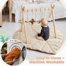 Razee Wooden Baby Play Gym Activity Mat, Leaf Shaped Play Mat Baby Gym with 6 Hanging Sensory Toys Foldable Baby Gym Newborn Infant Baby Use by TinyTreasures Baby Boutique