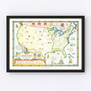 Vintage Revolutionary War Map of the United States