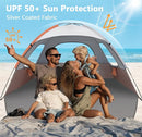 NXONE Beach Tent Sun Shade Shelter for 3/4/6 Person Person with UV Protection, Extended Floor, 3 Mesh Roll Up Windows & 8.0/8.5mm Fiberglass Rods丨Carry Bag Included by TinyTreasures Baby Boutique