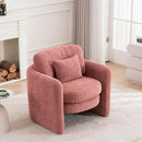 Chenille Accent Armchair Oversize Upholstered Barrel Comfy Modern Round Lounge Sofa Chair with Pillow Cozy Reading Chairs for Apartment,Office,Living Room,Dining,Makeup,Club,Pink by CozyNest Decor