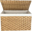 Wicker Storage Basket with Lid, 42.3 Gallon (160L) Large Blanket Basket with Lid, Woven Storage Bin with Handles, Removable Liner, Metal Frame, Foldable, for Bedroom, Laundry Room, Natural by CozyNest Decor