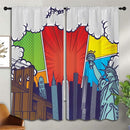 City Rod Pocket Blackout Curtains for Boy Girl Bedroom, Pop Art Style New York Cityscape Thermal Insulated Home Window Drapes for Living Room Darkening, 55x63 inch by TinyTreasures Baby Boutique