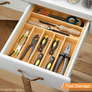 BAMEOS Bamboo Silverware Drawer Organizers, 11.9 inch Utensil Drawer Organizer for Kitchen Drawers, 7 Slots Total Large Flatware Organizer for Knives Cutlery Spoons Forks (Natural) by CozyNest Decor