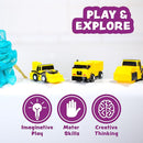 Tub Works® Construction™ Trucks Mold Free Bath Toys, 6 Pack | Sealed, No Hole Bath Toys Design Keeps Moisture Out | Soft, Squeezable & Float on Water | Baby & Toddler Bathtub Toys | Baby Pool Play by TinyTreasures Baby Boutique