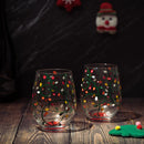 Stemless Christmas Lights Wine Glass Tumblers Glasses Set Of 2 Hand Painted Wine Ornament Light Bulb by The Wine Savant