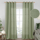 LAMIT Living Room Linen Curtains 90 Inch for Bedroom, Bronze Grommet Linen Textured Sheer Curtains Light Filtering Burlap Drapes for Farmhouse, 2 Panels, 52 x 90 Inch, Sage Green by CozyNest Decor