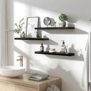 Wood Floating Shelves for Wall Decor, Rustic Wall Shelves for Bedroom Bathroom Kitchen Living Room, Set of 4 Black 24 Inch by CozyNest Decor