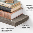 72 inch Floating Shelves for Wall, 8" Deep Rustic Reclaimed Barnwood Shelves, Floating Shelf Wall Hanging Shelves with Invisible Heavy-Duty Metal Bracket | Wall Mounted | Farmhouse Style, 1PC,Grey by CozyNest Decor