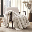 Ultra Soft Luxury Fluffy Mink Faux Fur Throw Blanket, Thick Warm Fall Winter Blankets for Bed, Couch, Cozy Plush Reversible Blanket for Chair, Sofa (Tipped Champagne Ivory, 50"x60") by CozyNest Decor