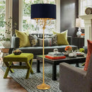 Wellmet Gold Crystal Drum Shade Floor Lamp, 6 Light Black Gold Shade, Candle Base for Living Room, Bedroom, Reading Room, Hallway, Corridor by CozyNest Decor
