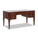 Dauphin Gold Accent 5-Drawer Wood Executive Desk Dark Walnut Ash Wood & Veneer by HouseOfZazla