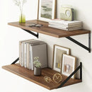 Fun Memories 27.5" W x12 D Floating Shelves, Large Wall Shelves 27.5 Inch Long, Set of 2, Farmhouse Wood Floating Shelf Wall Mounted, Deep Shelves for Bathroom, Living Room, Kitchen, Walnut Color by CozyNest Decor