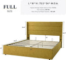 Allewie Full Size Lift Up Storage Bed, Modern Wingback Headboard, Hydraulic Support, No Box Spring Needed, Olive Yellow by CozyNest Decor