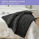 Bigacogo Chunky Knit Throw Blanket for Couch, 40x40 inches, 100% Hand Knitted with Thick Jumbo Chenille Yarn, Cozy Soft Large Rope Knot Cable Crochet Blankets for Sofa Bed Living Room, Dark Grey by CozyNest Decor