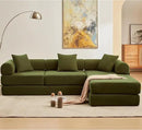 107" Oversized Convertible Sleeper Sofa Bed, Corduroy L Shape Sectional Couch, Folding Sofa Bed with Side Pocket, Modern Cloud Floor Mattress Couch, Modular Sofa for Living Room, Green by CozyNest Decor