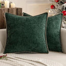 MIULEE Pack of 2 Christmas Pillow Covers 20x20 Inch Dark Green Farmhouse Decorative Throw Pillow Covers with Stitched Edge Soft Chenille Solid Dyed Couch Pillow Covers for Sofa Bed Living Room by CozyNest Decor