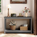 Outdoor Console Table, 48" Weather Resistant HIPS Patio Side Table, 440LBS Weight Capacity, 2-Tier Multifunctional Buffet Bar Storage Organizer for Garden Deck, Gray by GreenHaven Gardens